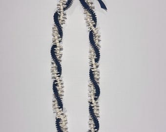 Lei de graduación azul marino y blanco / Lei Forever Lei Hawaii / Lei de flores LEGO / Lei de graduación / Lei inspirado en la escuela Kamehameha / Clase de 2026