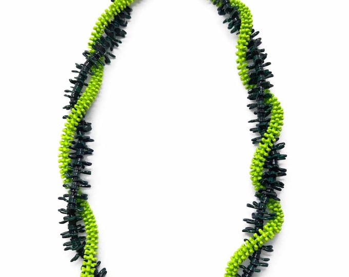 Featured listing image: Green Forever Lei | Hawaiian Graduation Keepsake Necklace | Lime Dark Spiral Design