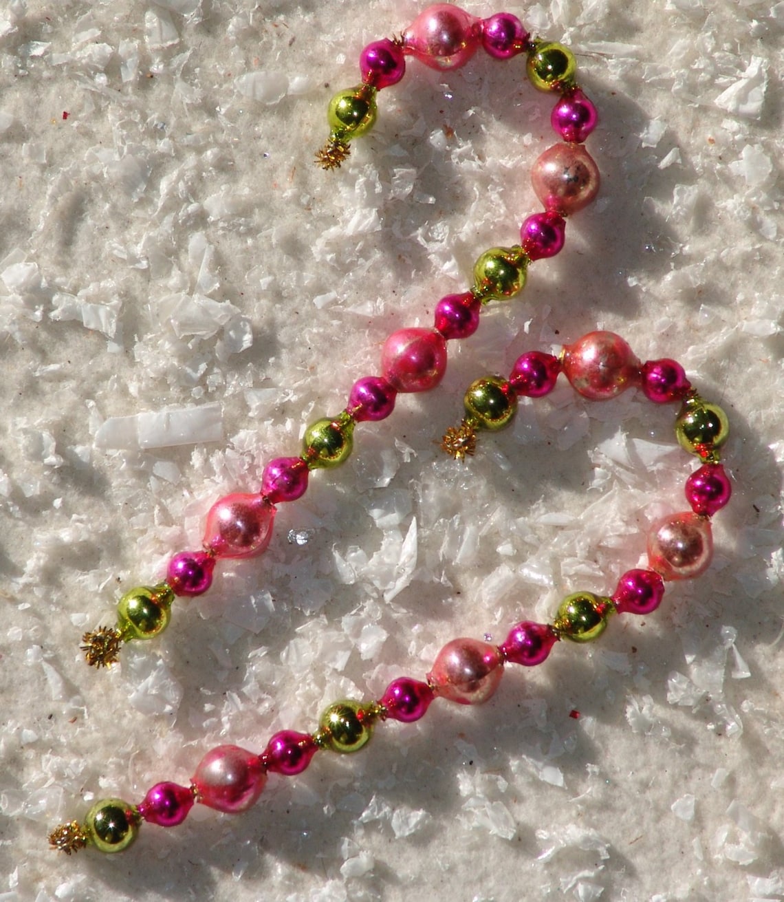 Antique Pink Candy Cane Mercury Glass Bead Tinsel Ornament Etsy
