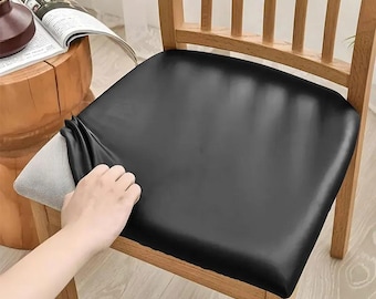 Wasserdichter PU-Leder Stuhlkissenbezug einfarbiger Sitzschutz für Küchen- und Esszimmerstühle
