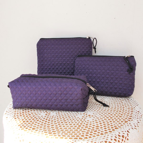 Choice: PADDED ZIPPER POUCH Travel Bag Purple Quilted Unique Gift Zipper Cosmetic Case Toiletry Pouch Project Bag Polka Dot Lining