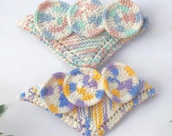 4 pc Handmade Cotton Crocheted Washcloth & Face Scrubbies - Choice of Pattern