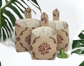 Set of 3 Fabric Storage Pods with a Romantic Flair - 3 Sizes