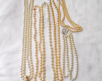 Vintage FAUX PEARL LOT Wearable Jewelry Glass Necklace Sterling Krementz Marvella Craft Bead .15