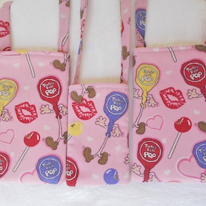 Lollipop CELLPHONE POUCH Cotton Padded 2 Sizes Pink Red Lips Lanyard Mini Neck Purse Slip Pocket Bag Flip Medium Phone Case
