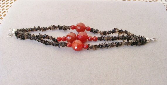 Sale -- Carnelian & Smoky Quartz NECKLACE and BRA… - image 7