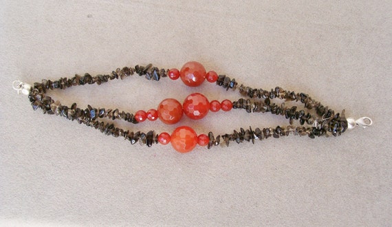 Sale -- Carnelian & Smoky Quartz NECKLACE and BRA… - image 8