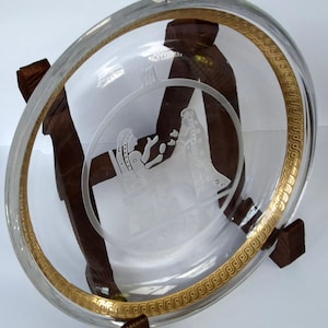 Paşabahçe Glass Plate, 24K Gold Ottoman Style Decoration