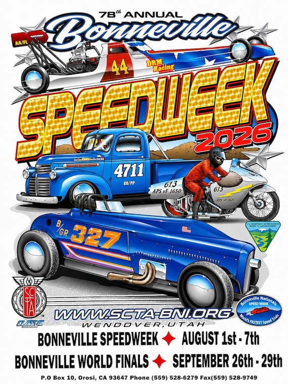 2026 SPEEDWEEK Event Poster White 78th Annual Bonneville Speedweek