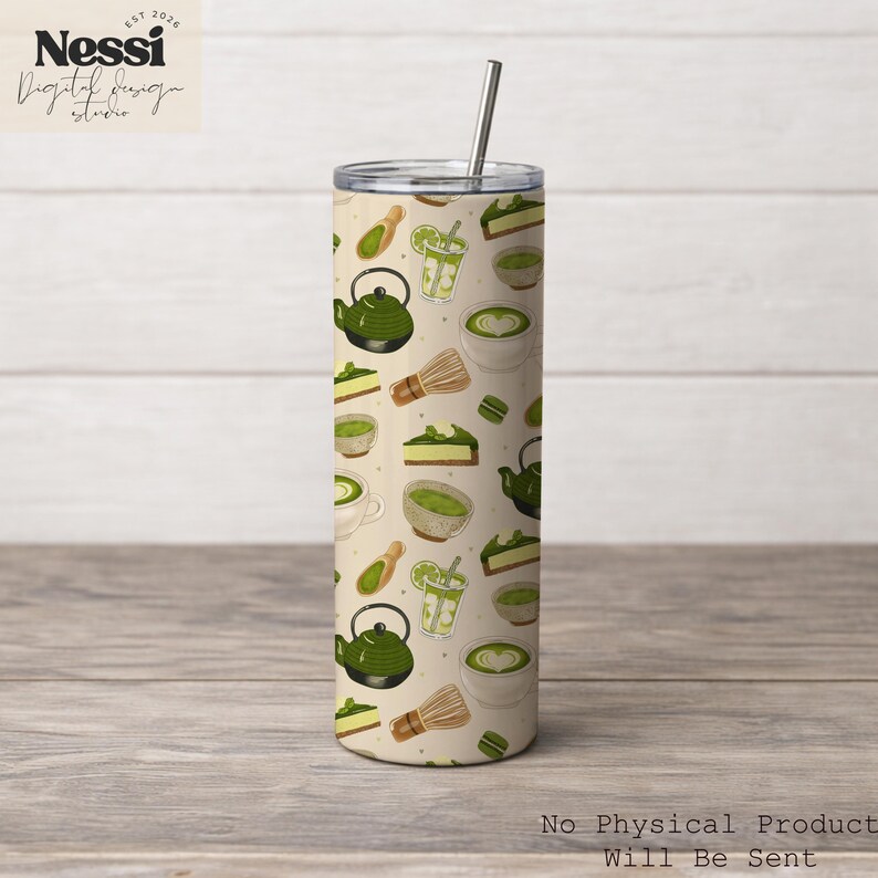Matcha Design Pattern Matcha Seamless Pattern PNG, Green Tea Digital Paper, Matcha Dessert ...