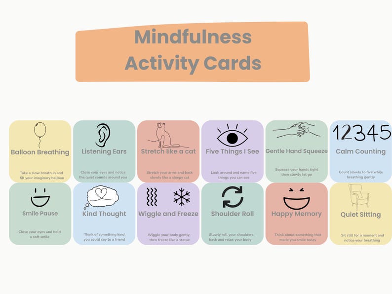 Mindfulness Activity Cards for Kids Printable – Calm Corner Nursery ...