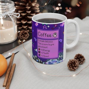 Tasse à café rose Stardew Valley, cadeau gamer douillet pour fille, tasse rétro Farming Simulator, produits dérivés de jeux vidéo d'art lutin, tasse à thé esthétique en céramique