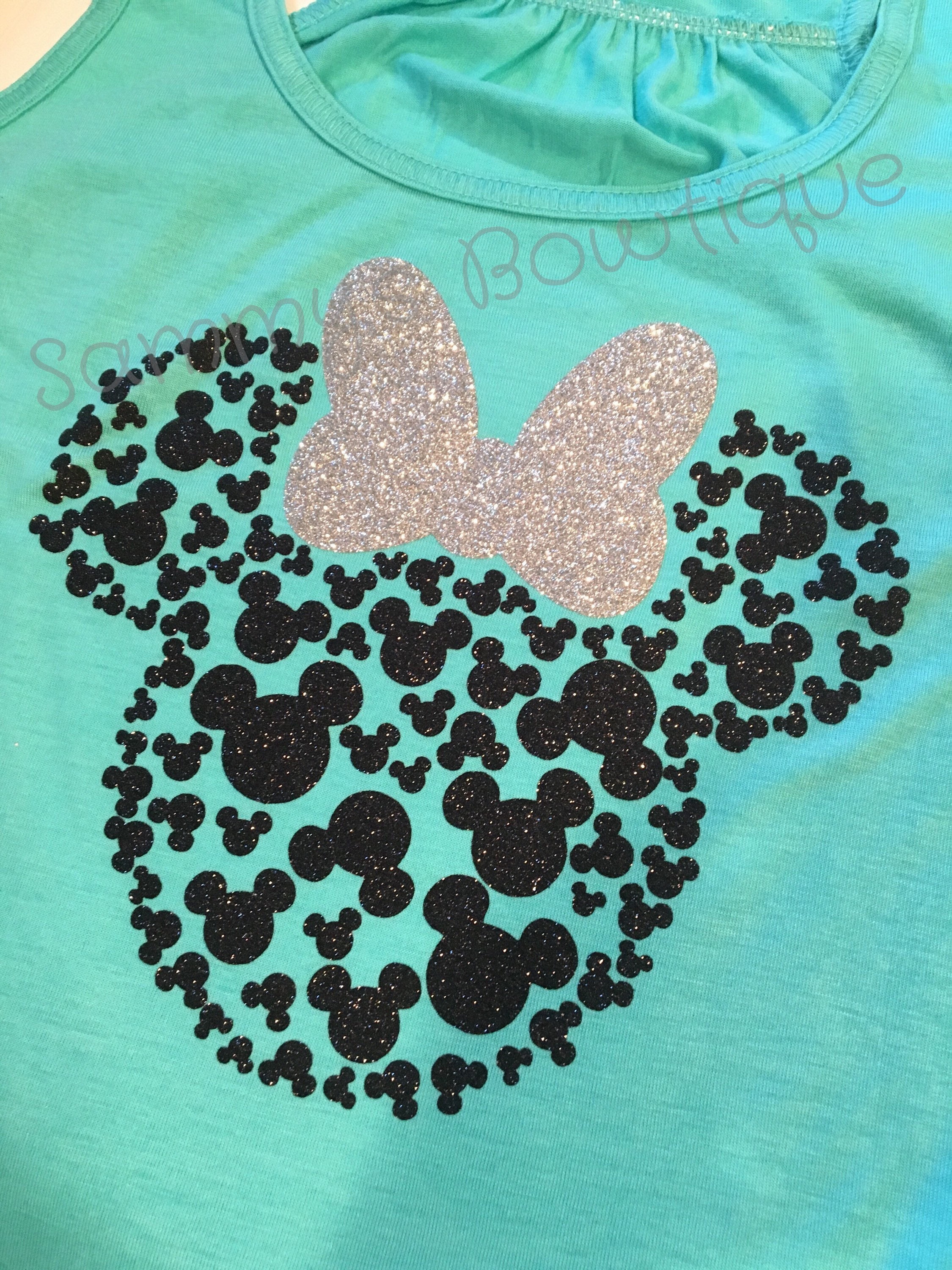 Minnie Mouse Head with 100 Mickey's Tank Top Womens | Etsy