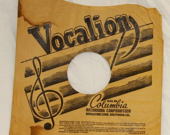 Vocalion Record Sleeve - Brown Paper Record Sleeves - Vintage 78