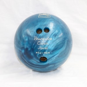 Brunswick Crown Jewel - 14 lb Bowling Ball - Vintage Bowling Ball - Blue Swirl Ball - Retro Bowling Ball 1970&#39;s