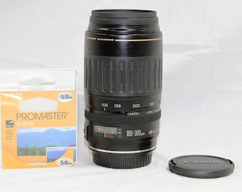 Vintage Canon Lens Ef 100-300mm - F4.5-5.6 - Ultrasonic Zoom - Promaster UV Filter - Like New, Working Condition