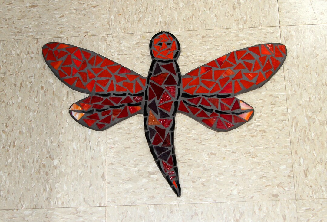 Stained Glass Dragonfly Mosaic Dragonfly Wall Art Indoor Etsy