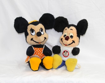 Vintage Mickey and Minnie - Walt Disney Characters - Disneyland 1970-80s Stuffed Animals - Children's Stuffed Toy