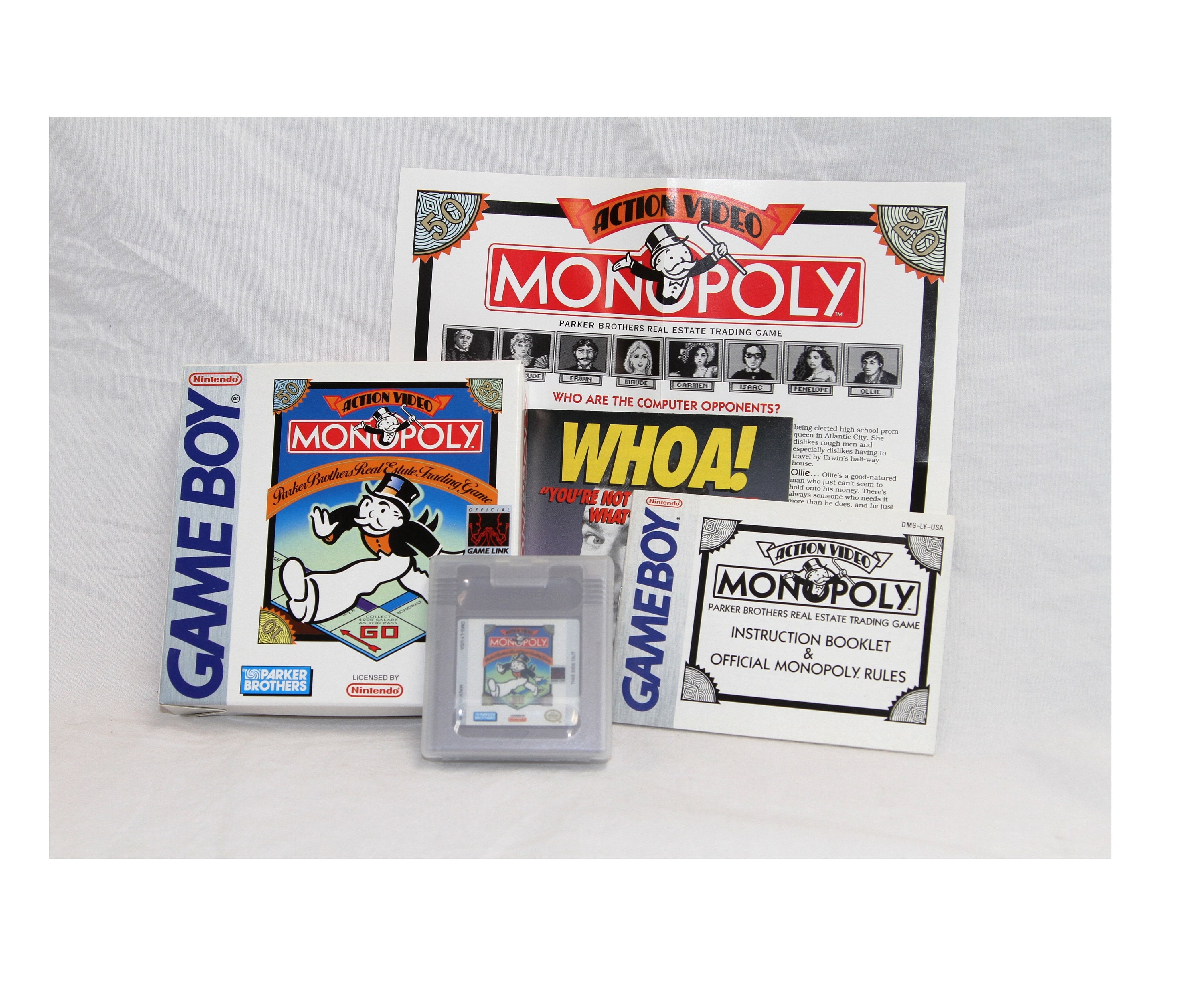 Game Boy Monopoly Original Nintendo Game, Box and Instructions