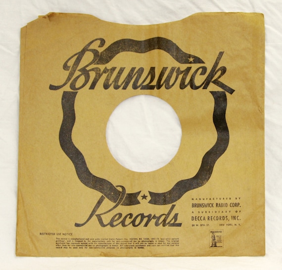 Brown Paper Record Sleeves Vintage 78 RPM Record Sleeve Mercury, Brunswick,  Okeh, Signature, Masterpiece 1940's 