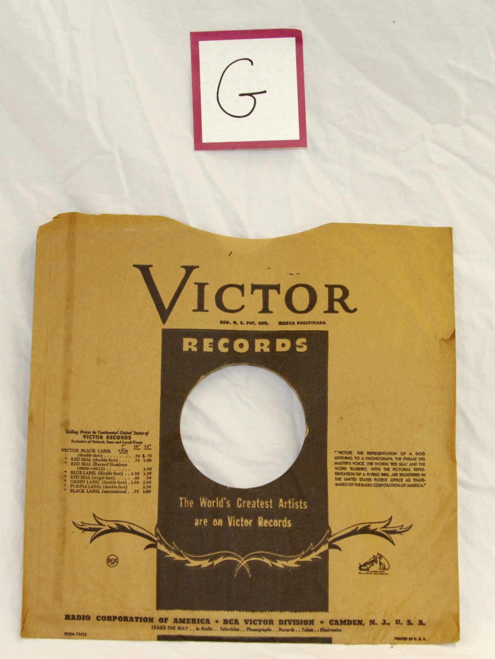 RCA Victor Record Sleeve Lot of 7 - Vintage 78 RPM Record Sleeve