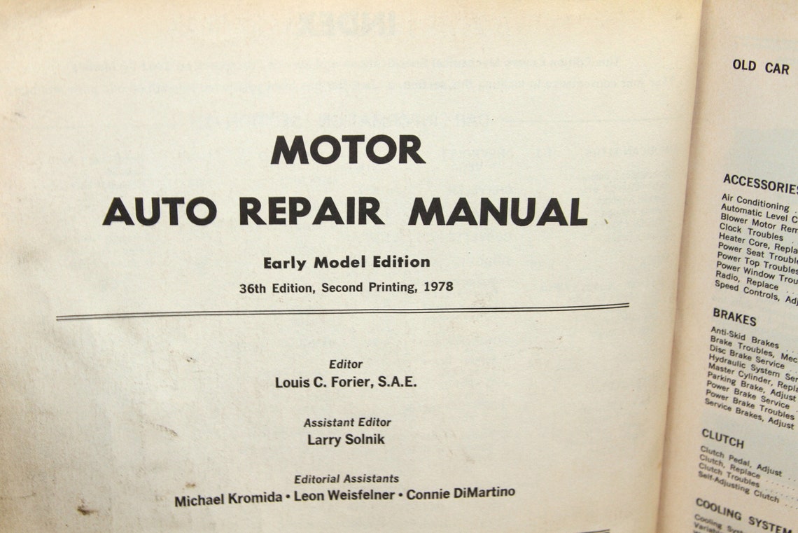Motor Auto Repair Manual 19671973 Early Model Edition Etsy