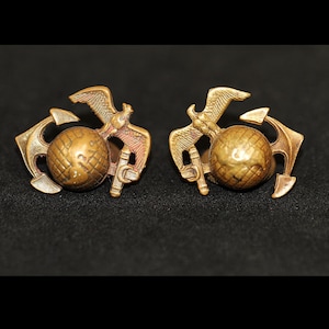 1934 US Marine Corp Pin - USMC Eagle Globe Anchor Uniform Pins - Set of 2 - Vintage