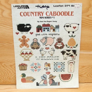 Country Caboodle - Counted Cross Stitch Mini Series #1 - Leisure Arts Leaflet 371 - by Anne Van Wagner Young - Vintage 1985