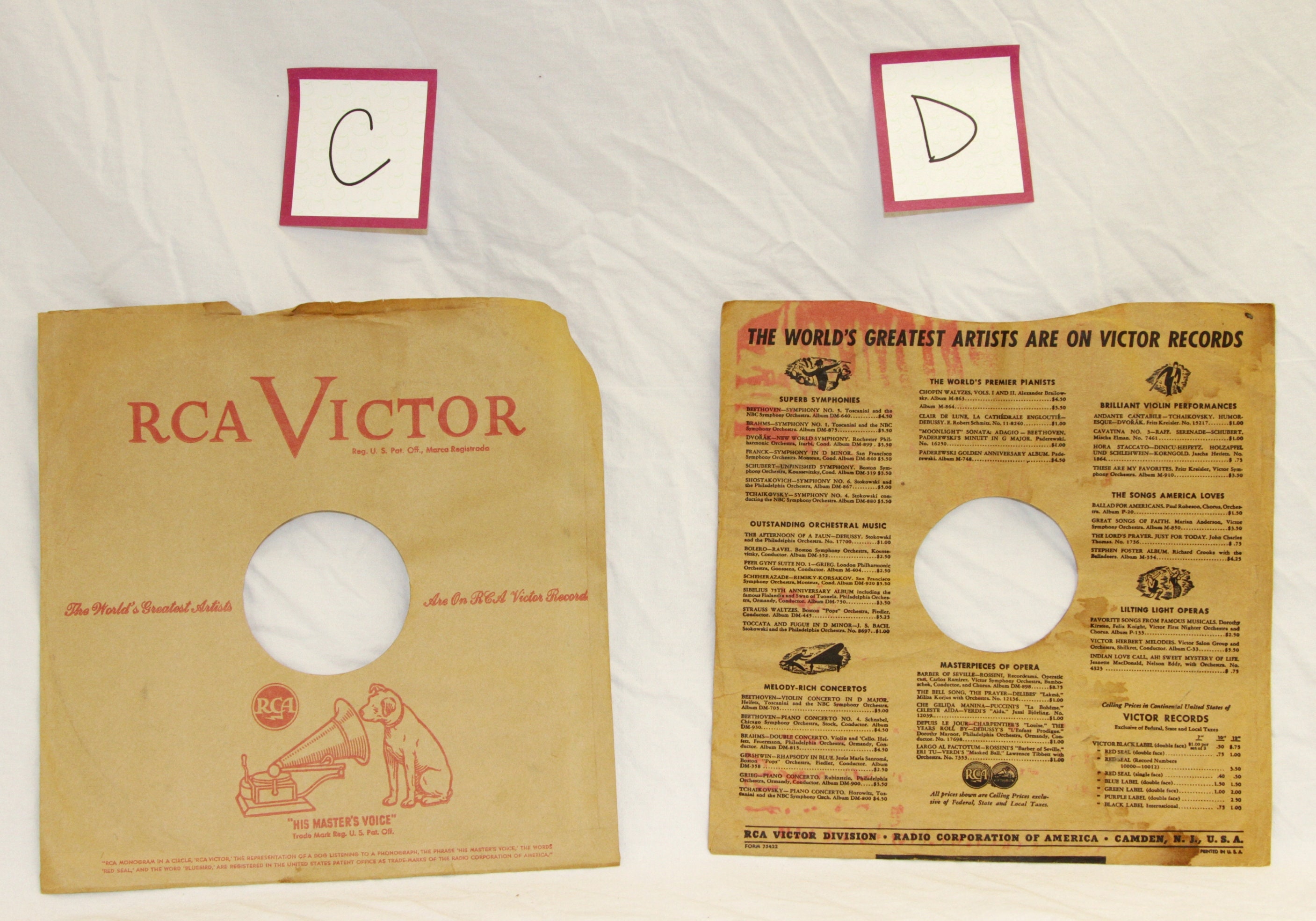 RCA Victor Record Sleeve Lot of 7 - Vintage 78 RPM Record Sleeve