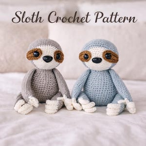 Wzór na szydełko leniwca amigurumi w formacie PDF, samouczek na pluszową zabawkę DIY, przyjazny dla początkujących, natychmiastowe pobranie
