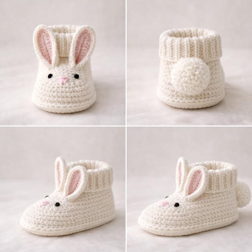 Bunny Baby Booties Crochet Pattern – Easy Beginner Slippers (PDF ...
