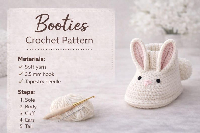 Bunny Baby Booties Crochet Pattern – Easy Beginner Slippers (PDF ...