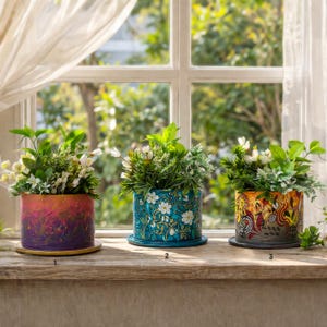 Handmade Colourful Vase | Decorative Flower Pot for Indoor Plants | Boho Tabletop Home Décor Gift
