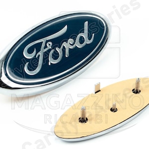 145 mm oval Naviblå och kromfärgad emblemgrill fram eller bakdörrsmärke