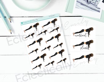 digital stickers for personal and commercial use Woman clipart workout plank 30 days challenge png graphics