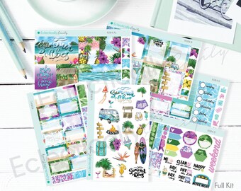 Summer Vibes A la Carte Sticker Kit, Summer Stickers, Summer Sticker Kit, Beach Vacation Planning Stickers, Planner Stickers K084