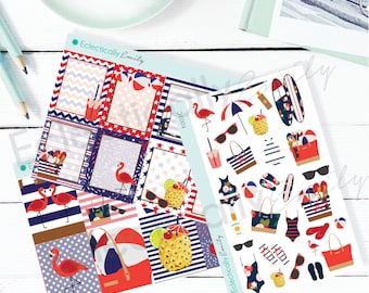4th of July Mini Kit | Patriotic Stickers | Red White and Blue Stickers | Summer Stickers for use with ERIN CONDREN LifePlanner K002-A