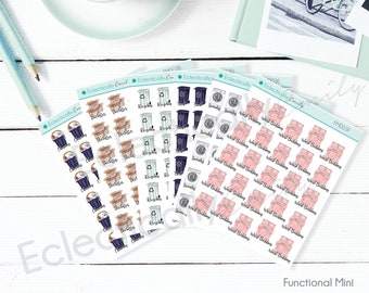 Functional Mini PLANNER ICONS |  CLEANING Planner Icons | Functional Stickers | Stickers for use with Erin Condren LifePlanner FM003