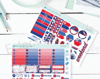 Patriotic Glam Functional Stickers | July 4th Planner Stickers | 4th of July Stickers for Erin Condren Life Planner | Glam Stickers | K016 D