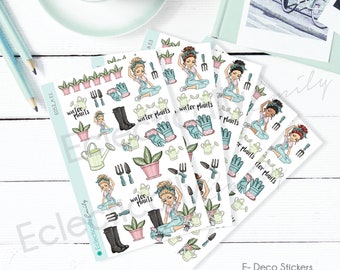 Garden Diva, Gardening Stickers, Gardening Sticker Kit, Hobonichi Weeks Stickers, Garden Stickers for ERIN CONDREN LifePlanner K090