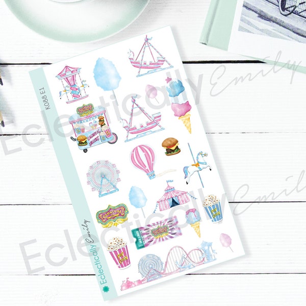 Carnival Deco Stickers | TN Sticker Kit | Summer Time  | Planner Stickers | County Fair Sticker Kit | Stickers | K088 E