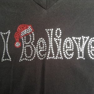 Rhinestone embellished I Believe tshirt