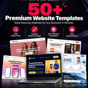 Paquete de más de 50 plantillas web modernas, diseños empresariales y creativos (descarga digital)