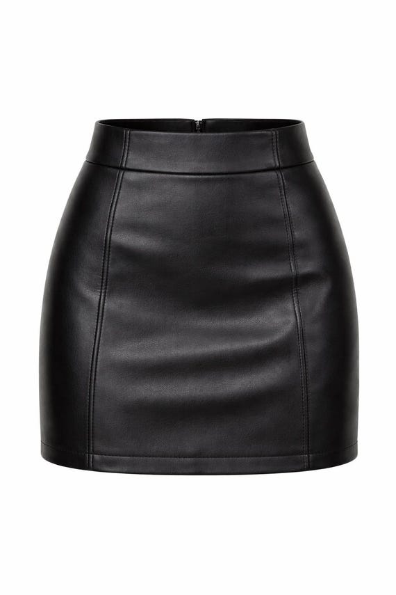 Black Leather Mini Skirt High Waist Genuine Leather Women Party Wear