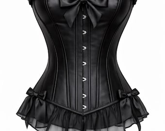 Corsé de cuero negro, corpiño de cuero genuino, top de entrenamiento de cintura