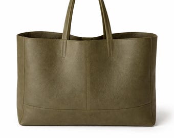 Bolso tote de cuero hecho a mano, bolso de hombro diario de grano completo para mujer.