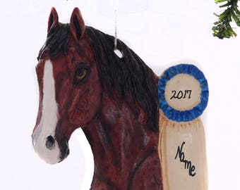 Personalized Horse Christmas Ornament - personalized free with your choice of name and year handmade in the USA  (399)