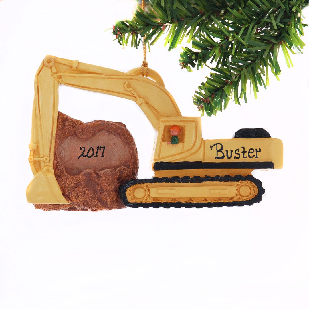 Personalized Excavator Christmas Ornament, Custom Excavator Ornament