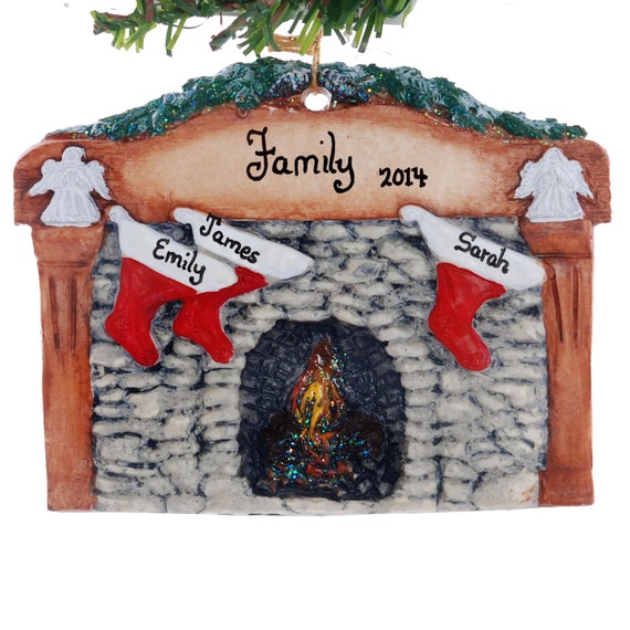 Stockings Personalized Christmas Ornament Fireplace Mantle Etsy