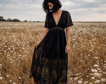 Embroidered Cotton Kaftan Maxi Dress, V Neck Beach Cover Up, S-5XL